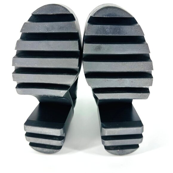 Zara Womens Black Glossy Leather Chunky Heel Chelsea Ankle Boots Size 36 EU - Picture 11 of 11